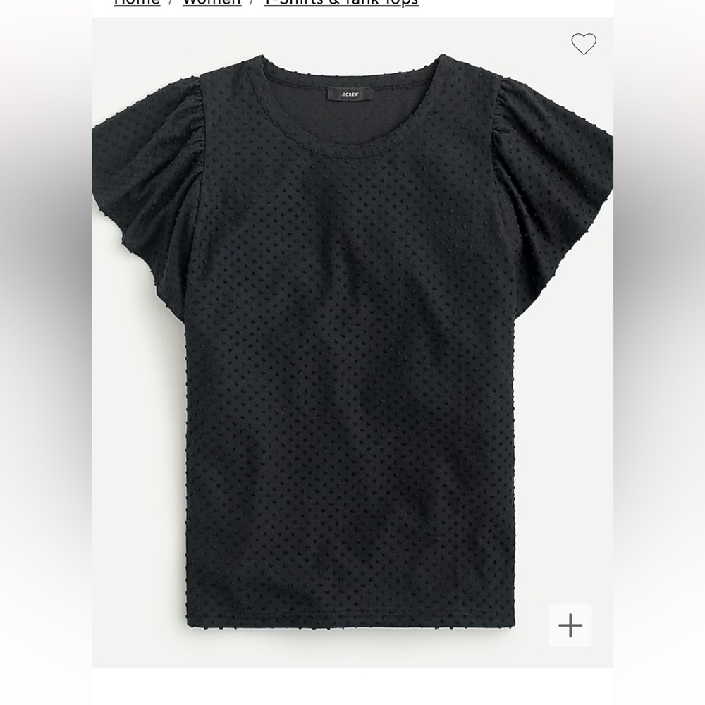J. Crew Black Flutter Sleeve Top